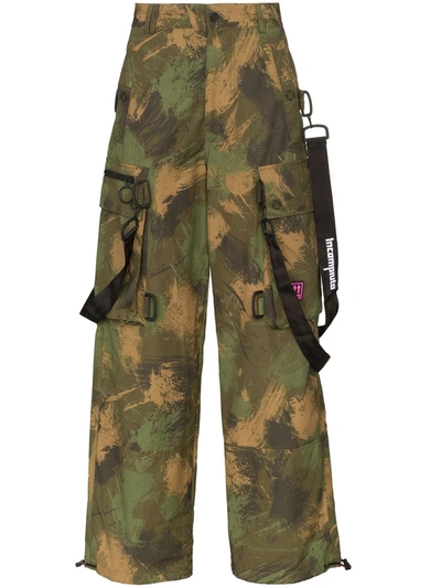 Off-white Camouflage Loose Cargo Trousers In Green | ModeSens