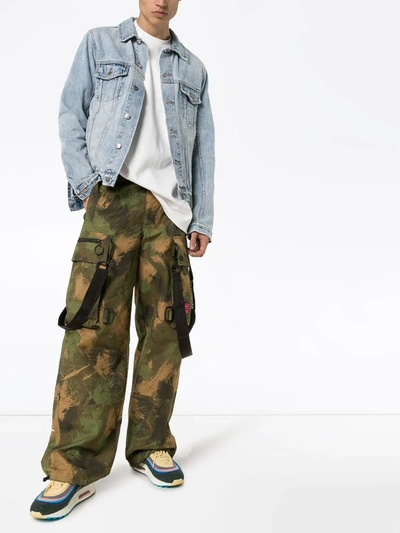 Shop Off-white Camouflage Loose Cargo Trousers In Green