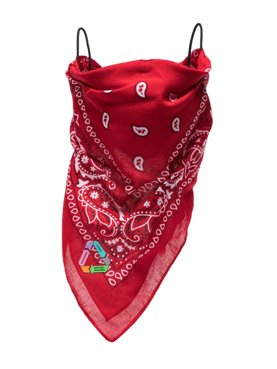 Shop Natasha Zinko Bandana Print Face Mask In Red