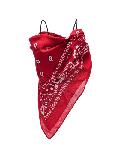 Shop Natasha Zinko Bandana Print Face Mask In Red