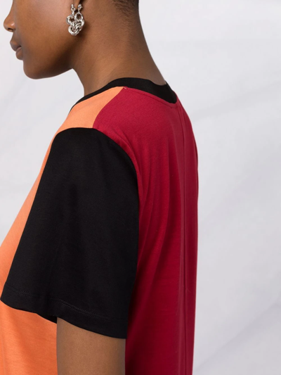 Shop La Doublej Multi-panel Short-sleeve Dress In Orange