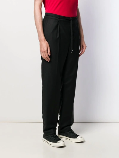 Saint Laurent Belted Tailored Trousers In Black