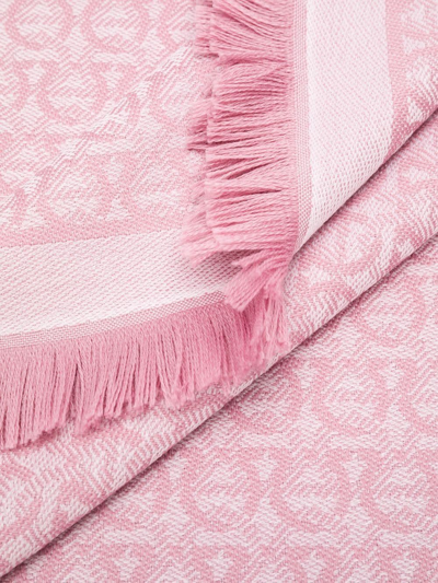 Shop Ferragamo Gancini Jacquard Knitted Scarf In Pink