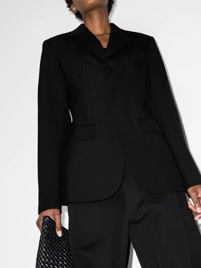 Shop Dion Lee Single-breasted Wool Blazer In Black