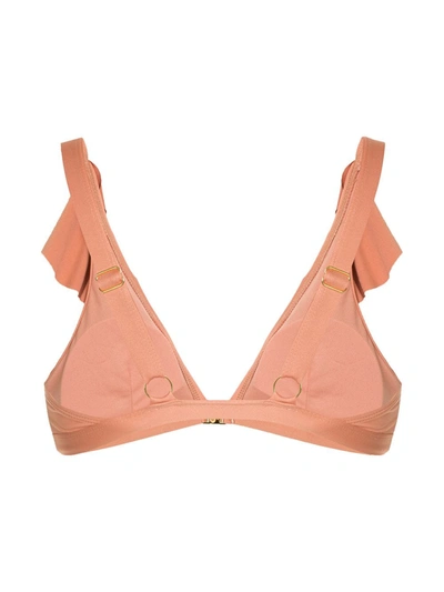 Duskii Spritz Ruffled Bikini Top In Yellow