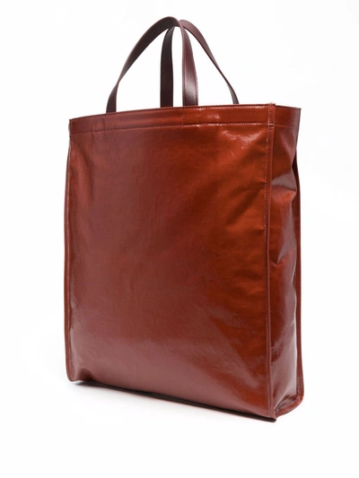 Shop Acne Studios High-shine Tote Bag In 红色