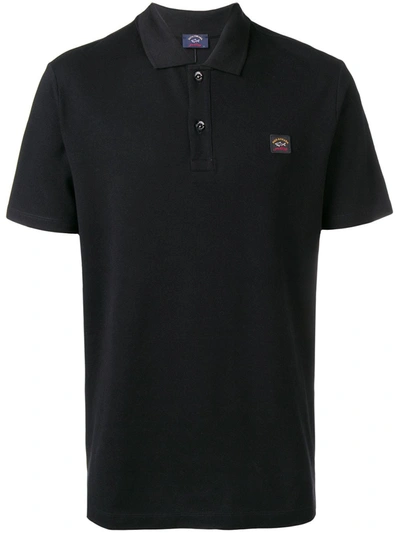 Shop Paul & Shark Logo Patch Polo Shirt In Black