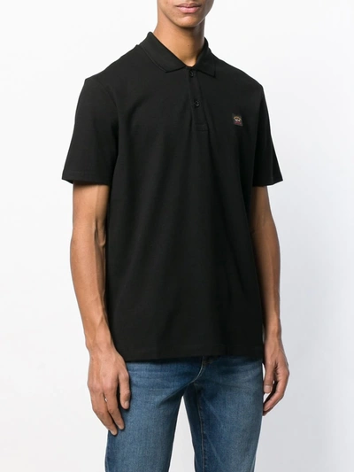 Shop Paul & Shark Logo Patch Polo Shirt In Black