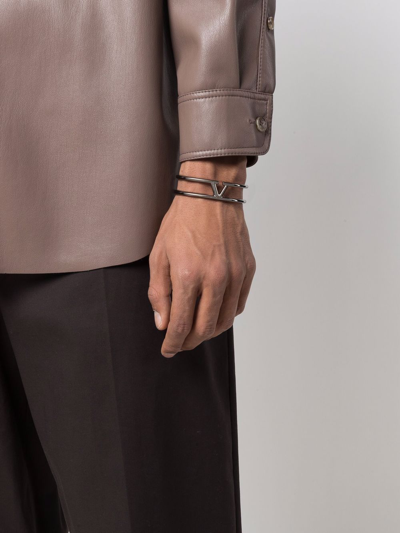 Shop Valentino Vlogo Signature Cuff Bracelet In Schwarz