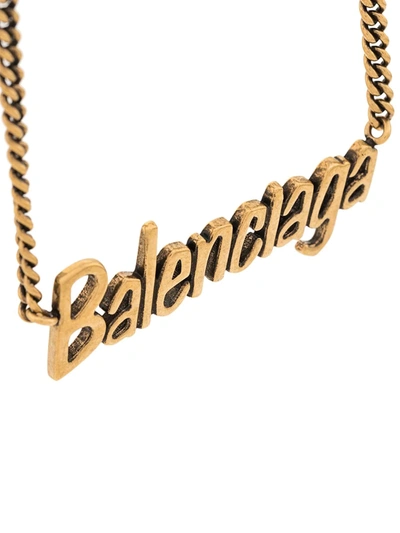 Shop Balenciaga Typo Chain Necklace In Gold