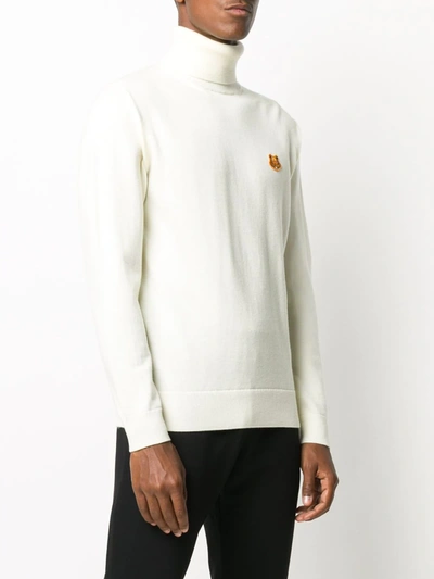 Shop Kenzo Tiger Patch Roll-neck Jumper In White