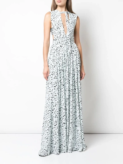 Proenza Schouler Leopard-print Deep-v Neck Dress In Blue