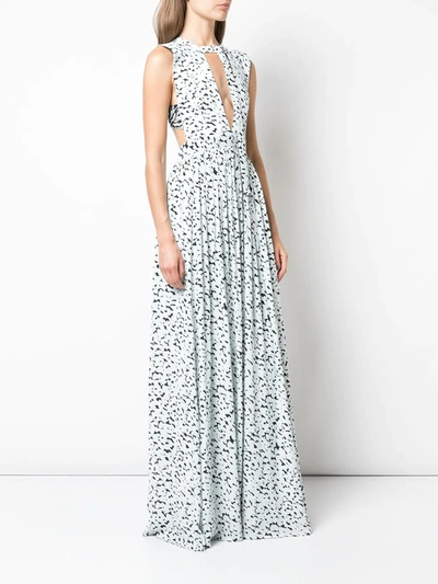 Proenza Schouler Leopard-print Deep-v Neck Dress In Blue