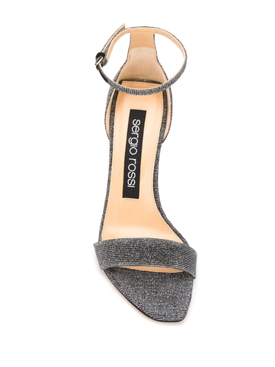 Shop Sergio Rossi Metallic Stiletto Sandals In Silver