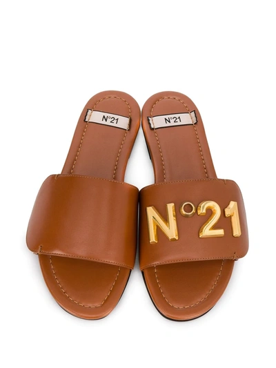 Shop N°21 Foldover Detail Sandals In Brown