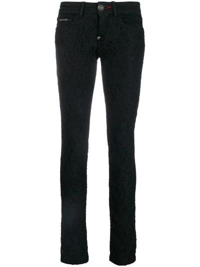 Shop Philipp Plein Lace Skinny Jeans In Black
