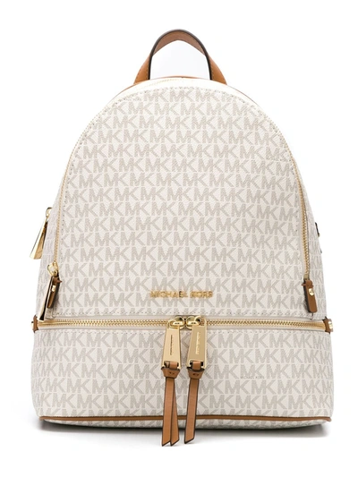 Shop Michael Michael Kors Medium Rhea Logo-print Backpack In White