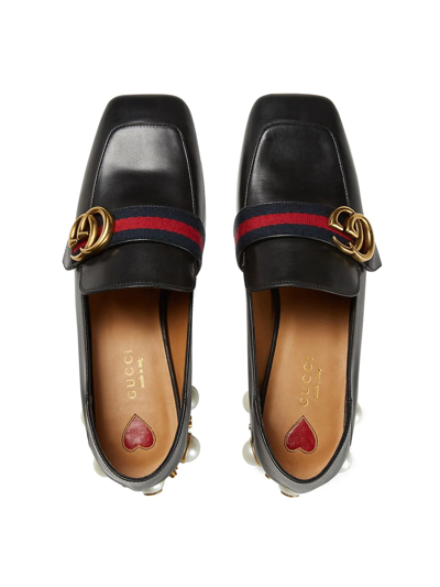 Shop Gucci Mid-heel Leather Loafer In Black