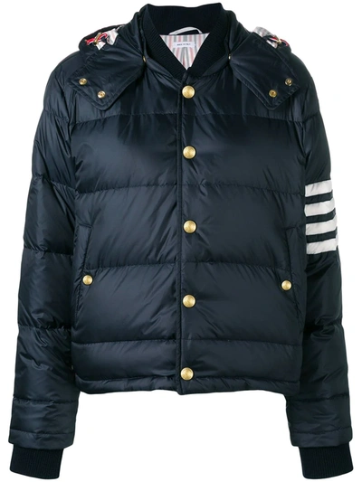 Shop Thom Browne 4-bar Matte Nylon Bomber In Blue