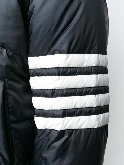 Thom Browne Navy Matte Nylon 4-bar Down Bomber Jacket In Blue