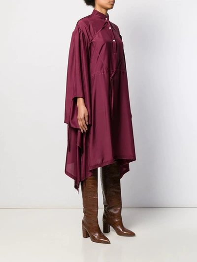 Shop Lanvin Asymmetric Silk Dress In Red