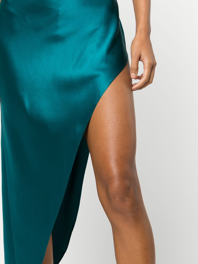 Shop Fleur Du Mal High-slit Asymmetric Slip Dress In Blue