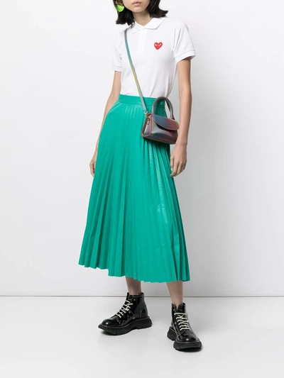 Comme Des Garçons Play Emblem Polo T-shirt Buttoned Placket In White
