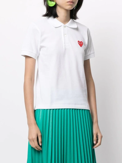 Shop Comme Des Garçons Play Heart Logo-patch Polo Shirt In White