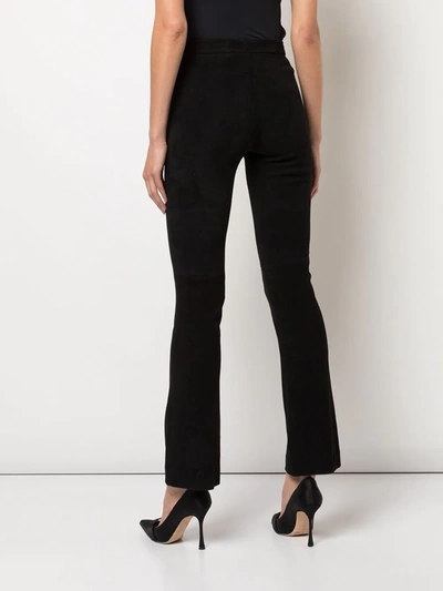 Shop Adam Lippes Kick Cropped Suede Trousers In Black