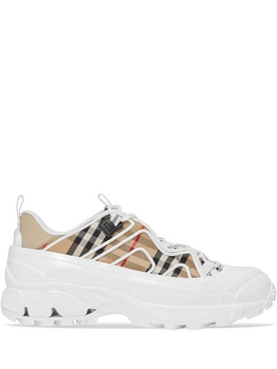 Shop Burberry Arthur Vintage Check Sneakers In White