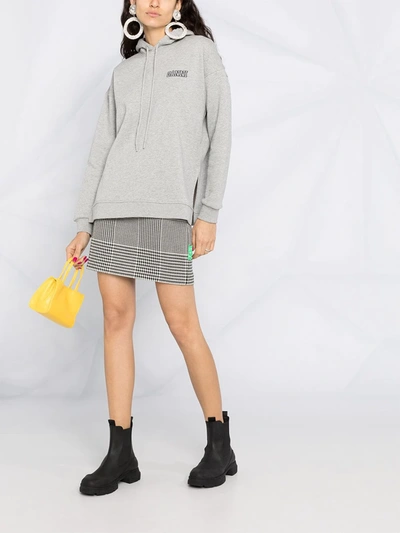 Shop Ganni Logo-embroidered Hoodie In Grey