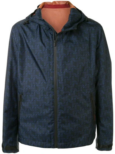 Shop Bally Hooded Shell Jacket In Blue