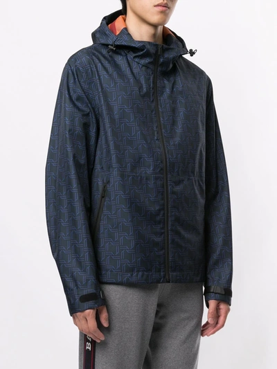 Shop Bally Hooded Shell Jacket In Blue