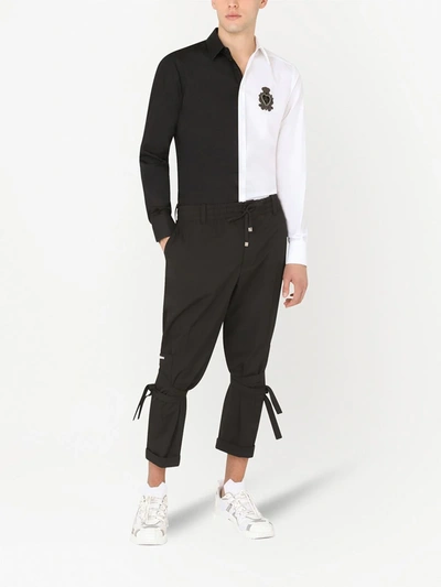 Shop Dolce & Gabbana Lace-up Cropped Jogging Trousers In Black