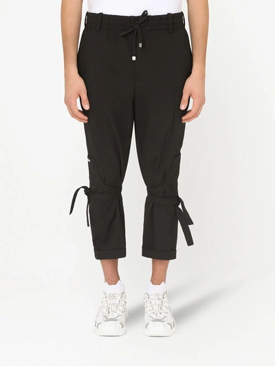 Shop Dolce & Gabbana Lace-up Cropped Jogging Trousers In Black