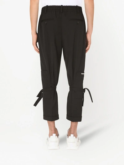 Shop Dolce & Gabbana Lace-up Cropped Jogging Trousers In Black