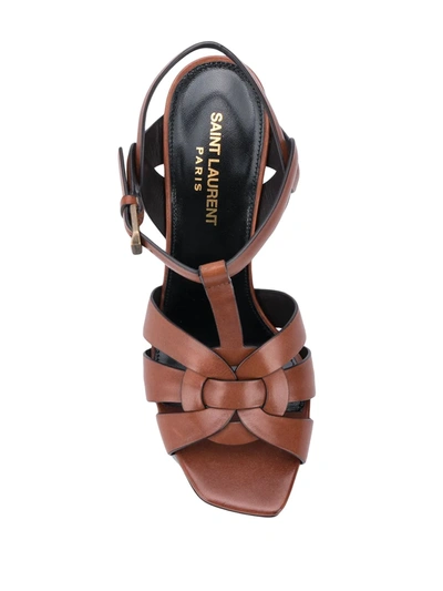 Shop Saint Laurent Tribute 110mm Sandals In Brown