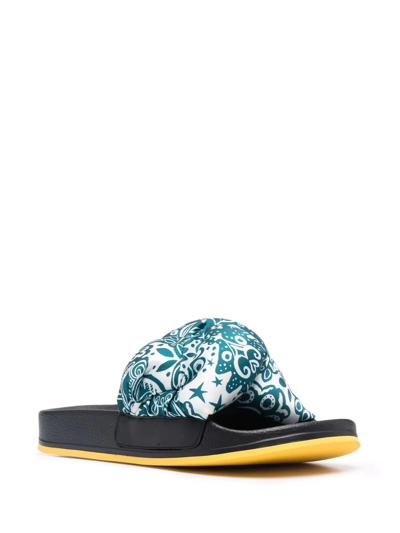 La Doublej Treccia Knotted-strap Rubber Slides In Blue
