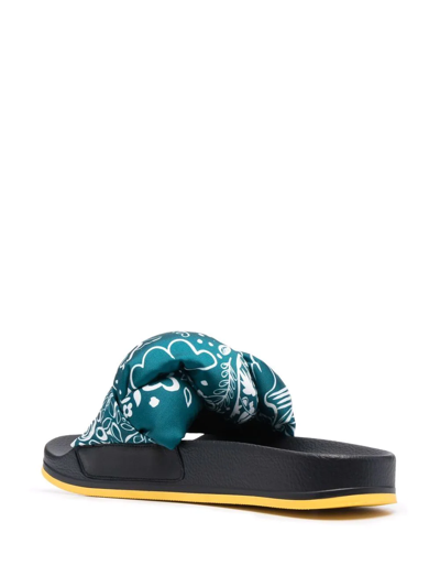 La Doublej Treccia Knotted-strap Rubber Slides In Blue