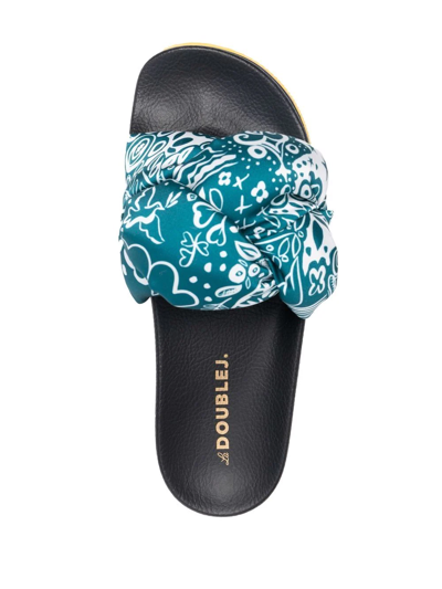 La Doublej Treccia Knotted-strap Rubber Slides In Blue