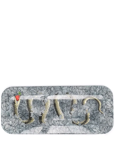 Fornasetti Original Sin Snake-print Tray In Grey