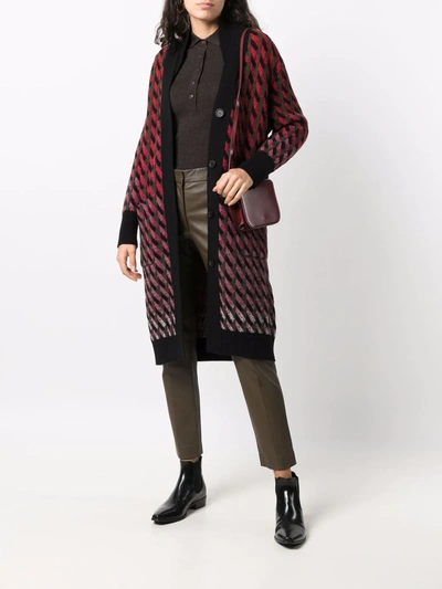 Shop Ferragamo Intarsia-knit Cardi-coat In Rot