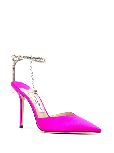 Shop Jimmy Choo Saeda 100mm Satin Pumps In Pink