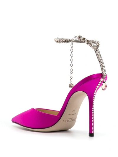 Shop Jimmy Choo Saeda 100mm Satin Pumps In Pink