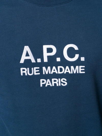 Shop Apc Embroidered Logo Sweatshirt In Blue