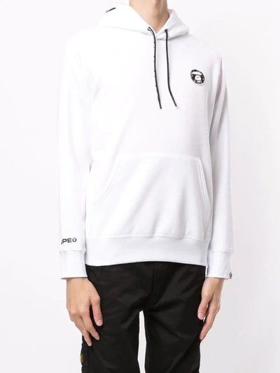 Shop Aape By A Bathing Ape Embroidered Logo Patch Hoodie In White