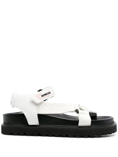 Shop Moncler Touch-strap Flat Sandals In White