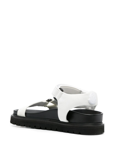 Shop Moncler Touch-strap Flat Sandals In White