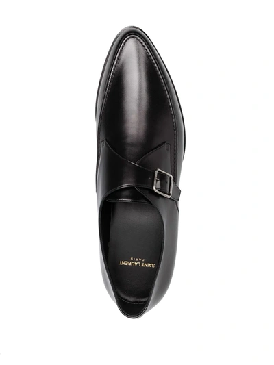 Saint Laurent Marceau Leather Monk-strap Shoes In Black