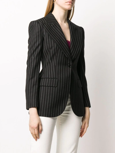 Shop Dolce & Gabbana Pinstriped Single Button Blazer In Black